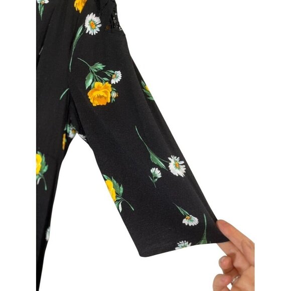 Torrid Dress 1X Black Floral Tropical Feminine Whimsygoth Lace 80s Retro Boho - Picture 13 of 16